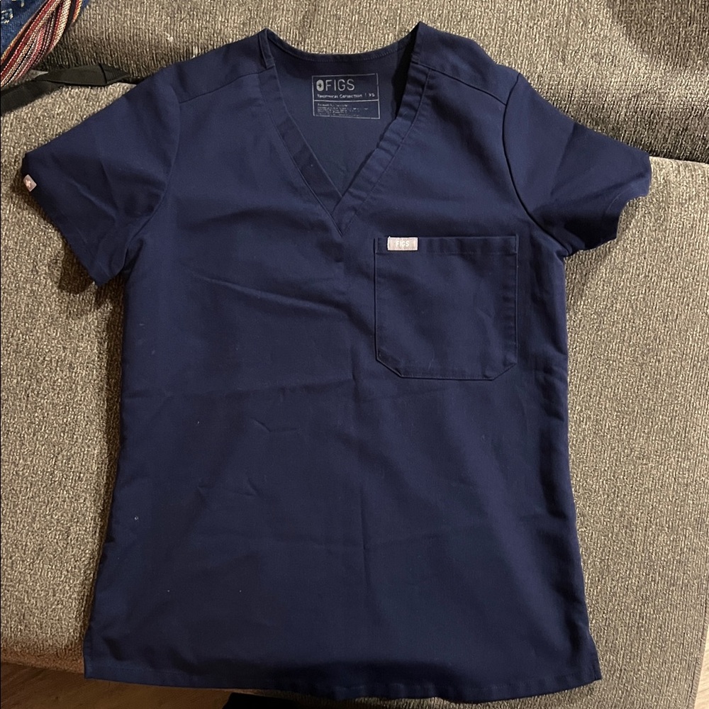 Figs Deep Blue V-Neck Scrub Top